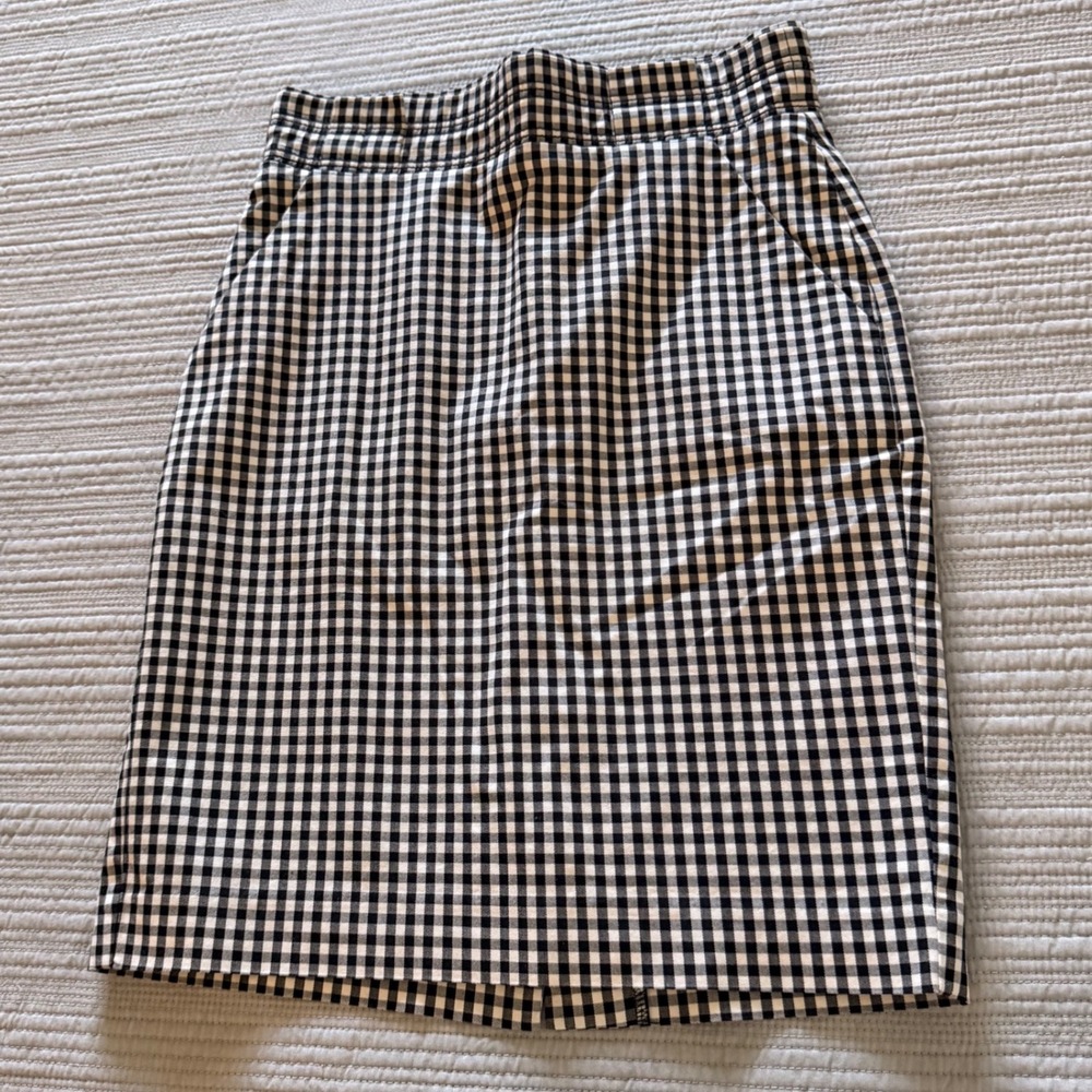 Ann Taylor Women's Petite Black White Gingham Check Pencil Skirt Size 00P